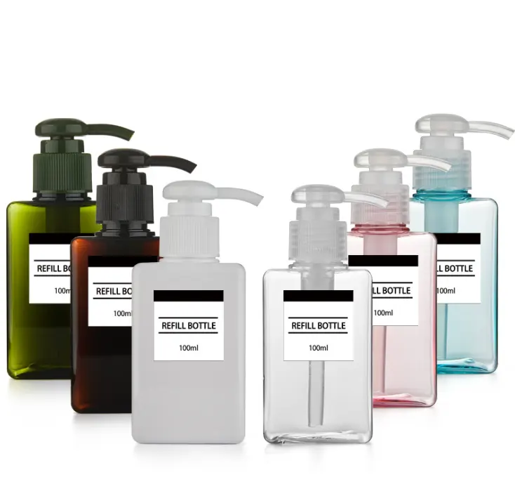 Luxury square PETG 8OZ lotion pump bottle transparent white amber cosmetic container shampoo bottle