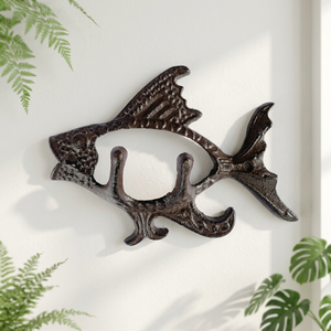 AK Brass Fish Design Aluminium Wall <b>Hook</b> Black Finish Metal <b>Decorative</b> <b>Coat</b> Hanger for Washroom Home Decor - Product Image 1
