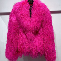 Veste en fourrure de mouton de Mongolie véritable pour femmes, en peau de mouton bouclée