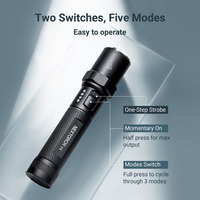 Lampe torche tactique rechargeable USB-C en alliage d'aluminium, 1600 lumens, étanche IPX7, LED, portée du faisceau de 252 m, nano-céramique