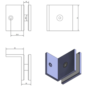 Clip de verre carré de porte de douche d'approvisionnement d'usine en forme de L - Product Image 2