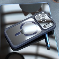 Étui de téléphone de luxe anti-chute en TPU+PC, résistant aux chocs, finition mate givrée, avec anneau magnétique, compatible avec la charge sans fil, pour 17