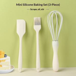 Lot de 3 ustensiles de cuisson en silicone non électriques pour la pâtisserie : spatule à gâteau, racloir, fouet de cuisine et pinceau à huile pour barbecue - Product Image 3
