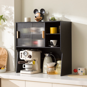 Gabinete de almacenamiento de varias capas con diseño a prueba de polvo para máquina de café y organizador de tazas, aparador de escritorio - Product Image 1