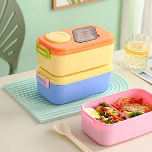 Colorful Rectangle <b>Lunch</b> <b>Box</b> With Two <b>Compartments</b> Food Grade Plastic For All Users YC9131 - Product Image 1