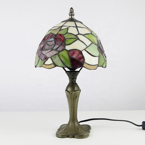 LongHuiJing Indian Rose Tiffany Accent Home Table Lamp Stained Glass - Product Image 4