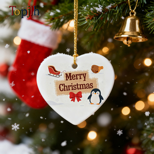 Topjlh Keramische Ornamenten Sublimatie Blanks Custom Print Opknoping Decor Kerstboom Huis Tuin Feestjes Vakantie Geschenken - Product Image 5