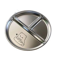Plateau repas compartimenté en acier inoxydable de qualité alimentaire, trois compartiments, pour la perte de poids, pour enfants et adultes, usage domestique, écologique