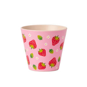 Tazza da Espresso con Motivo Fragola 90 Ml in Ceramica Design Rosa - Product Image 1