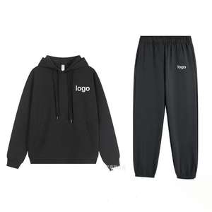 Set Hoodie dan Celana Olahraga Polos Custom 320G Katun Poliester untuk Pria - Product Image 1