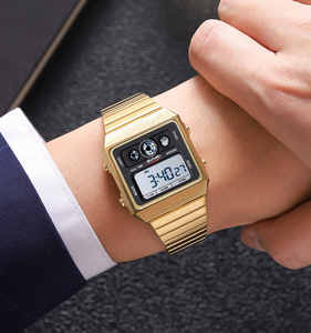 นาฬิกาดิจิตอล SKMEI 2450 รุ่น Unisex สายสแตนเลส ตัวเรือนเหล็กกล้าคาร์บอน กันน้ำ สไตล์โมสชิโน 3ATM กันกระแทก ขายดี - Product Image 4