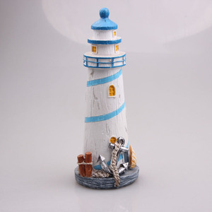 Mediterrane 20Cm Hars Vuurtoren Ornament Voor Aquaria <span class=keywords><strong>Aquarium</strong></span> Decoratie Met Licht Voor Woonkamer Home Decor Accessoire - Product Image 2