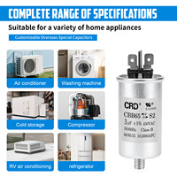Condensateur de démarrage de moteur CRD CBB65 3UF 450VAC, condensateur en film de polypropylène métallisé pour climatiseur HVAC, compresseur de climatisation, moteur AC