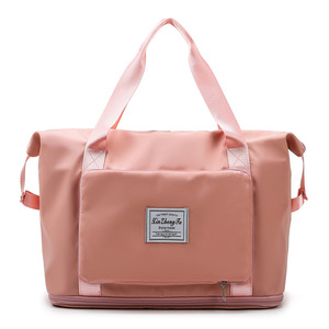 Sac de voyage pliable tendance grande capacité, sac à main avec séparation sec/humide, en polyester imperméable, fermeture éclair, personnalisable, noir, pour fitness et bagages - Product Image 3