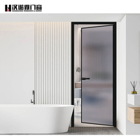 Porte en verre transparent à charnière verticale de haute qualité porte intérieure en alliage d'aluminium étanche isolée par le son Surface finie salle de bain