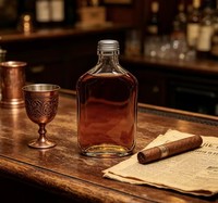 Bouteille en verre plate simple Sishang 250 ml avec couvercle minimaliste, scellée, pour spiritueux et boissons, durable, élégante, réutilisable, pour cuisine et bar