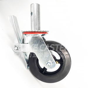 Jianli Andaime Rodízios Rodas com Freio 360 Graus Placa superior Giratória Heavy Duty Iron Core Rodízio De Borracha Preto 6 polegada 8 polegada - Product Image 3