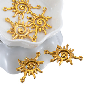 จี้สเตนเลสสตีลจากการเผาดวงอาทิตย์แบบรูคู่ตัวเชื่อมต่อแบบคลื่นเสน่ห์สำหรับเครื่องประดับ DIY ทำเครื่องประดับคริสเตียนสำหรับ - Product Image 4