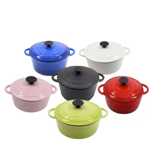 Penjualan terlaris 20/22/24/26/28CM peralatan dapur warna biru bertahap memasak panci sup dengan enamel besi cor casserole panci Oven Belanda