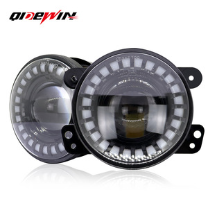 QIDEWIN 4-Inch Wrangler Fog <b>Light</b> LED Dual Color High Brightness Offroad <b>Driving</b> <b>Light</b> 6000Lm 55W Round Lens - Product Image 1