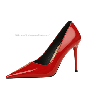 Escarpins rouges en cuir verni pour femmes, à bout pointu et talons aiguilles, pour occasions formelles, mariages, fêtes et bureau, avec confort optimal - Product Image 5