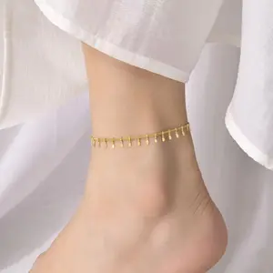 Bracelet de cheville en acier au titane coloré 2023 Bijoux de pied en or personnalisé rempli en chaîne de cheville d'été pour femmes