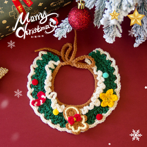 Winter Weihnachten Handgestrickter Schal für Katzen und Hunde Niedliches Lätzchen Festtagskostüm Mütze - Product Image 6