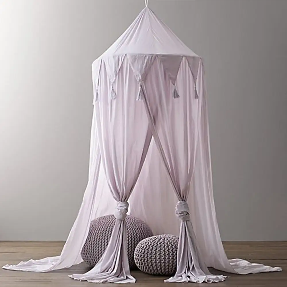 Purple White Grey Pink Girls Mosquito Nets Hanging Bed Canopy for Kids Children