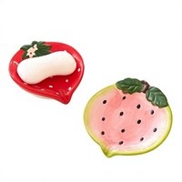 Boîte à savon en céramique en forme de fruit mignonne, fabriquée en Chine, pour le rangement sur le comptoir de la salle de bain et de la douche, pour filles