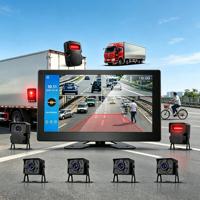 Sistem Deteksi Titik Buta 4CH BSD dengan Layar 10.1 inci, Kamera Truk Tahan Air, Peringatan Visual dan Suara untuk Kendaraan Armada Komersial