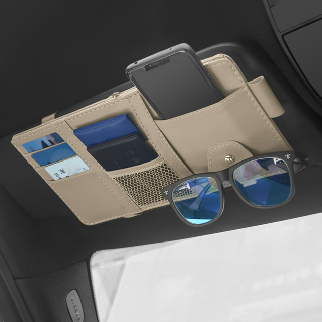 Car Sun Visor Organizer Bag Multi Pocket Auto Interior Accessories Car Document Card Storage Pouch