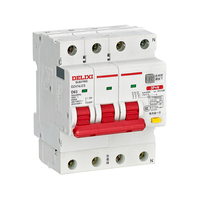 Interruptor Diferencial Pequeño Delixi DZ47sLE DZ47SLES6C63 DZ47sLES Entrada Superior 3P+N Tipo C 63A