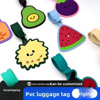 Étiquette de bagage en PVC en forme de pastèque irrégulière en résine époxy 2D, motif fruit de dessin animé mignon, orange, étanche et résistante à l'usure, en stock
