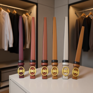 Cintura in vera pelle 2,3 cm con fibbia interna a doppia C, reversibile, per donna e uomo, alla moda - Product Image 3