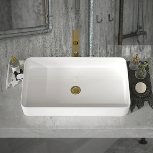 <span class=keywords><strong>Lavabo</strong></span> Moderno Personalizzato con Ampio Piano d'Appoggio in Pietra Artificiale, Elegante Lavandino da <span class=keywords><strong>Bagno</strong></span> per Hotel e Appartamenti - Product Image 6