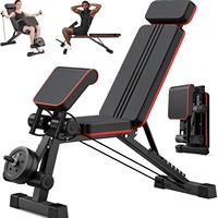 Banc de fitness pliable réglable 14-en-1 avec capacité de 450 kg et coussin épais pour entraînement complet du corps à domicile – Chaise romaine