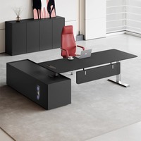 Bureau de direction électrique en L, design moderne et luxueux, modulaire, réglable en hauteur, pour PDG, mobilier de bureau de haute qualité