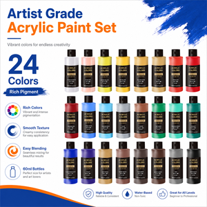 Juego de <span class=keywords><strong>Pintura</strong></span> <span class=keywords><strong>Acrílica</strong></span> Profesional Giorgione de 24 Colores en Tubos de 60 ml, <span class=keywords><strong>con</strong></span> Tres Pinceles, para <span class=keywords><strong>Pintar</strong></span> en Lienzo, en Botellas de <span class=keywords><strong>PVC</strong></span> - Product Image 1