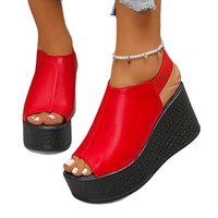 Sandales à talons hauts et à bout ouvert de grande taille pour femmes, à semelle épaisse, à bride unique, à boucle