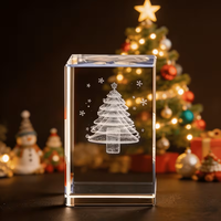Cubo de Cristal K9 Personalizado con Grabado Láser, Recuerdo de Navidad con Diseño Personalizado