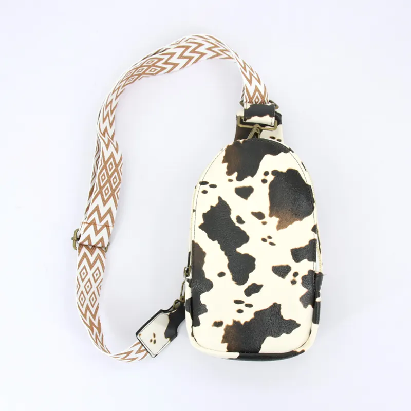 New Cross body Sling Bag Leopard Cow Print Bum Bag Vegan Leather Belt Bag