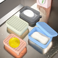 Boîte à Savon en Silicone Anti-Fuite Personnalisée, Support Portable Antidérapant et Souple avec Tapis de Drainage et Couvercle pour Voyage, Salle de Sport, Camping