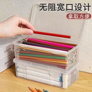 Transparent Stationery Box For Pencil Storage 10-20L Rectangle Office Organizer With Lid For Kids Drawing Sketching Supplies - Product Image 2
