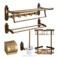 Ensemble d'accessoires sanitaires pour salle de bain en métal brossé, porte-serviettes mural en aluminium bronze antique