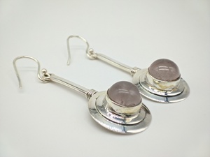 Pendientes de Cuarzo Rosa Natural de Alta Calidad, Hechos a Mano, Plata de Ley 925, Pendientes Colgantes de Piedra Rosa Suave para Mujer, Fabricante - Product Image 3