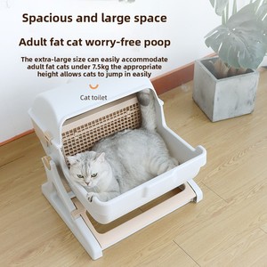 Nouvelle conception, <span class=keywords><strong>litière</strong></span> pour <span class=keywords><strong>chat</strong></span> semi-automatique de 80 L, en plastique, écologique, facile à nettoyer, grande taille, design ouvert, vente directe du fabricant - Product Image 1