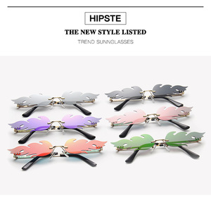 9001 Hot Sale Vintage Luxury Men Metal Sun Glasses UV400 Personality Rimless Fire Flame Mirrored <b>Sunglasses</b> Women - Product Image 6