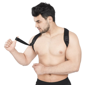 Ceinture de soutien dorsale rembourrée réglable de haute qualité, correcteur de posture noir - Product Image 5