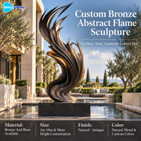 Sculpture abstraite moderne en bronze, flamme, finition artisanale en laiton et cuivre, art personnalisé pour hôtel, cour, parc culturel, place publique
