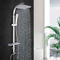Offres Spéciales cascade pluie pommeau de douche ensemble colonne salle de bain multifonction 201 SS Chrome avec tuyau de douche douche à main